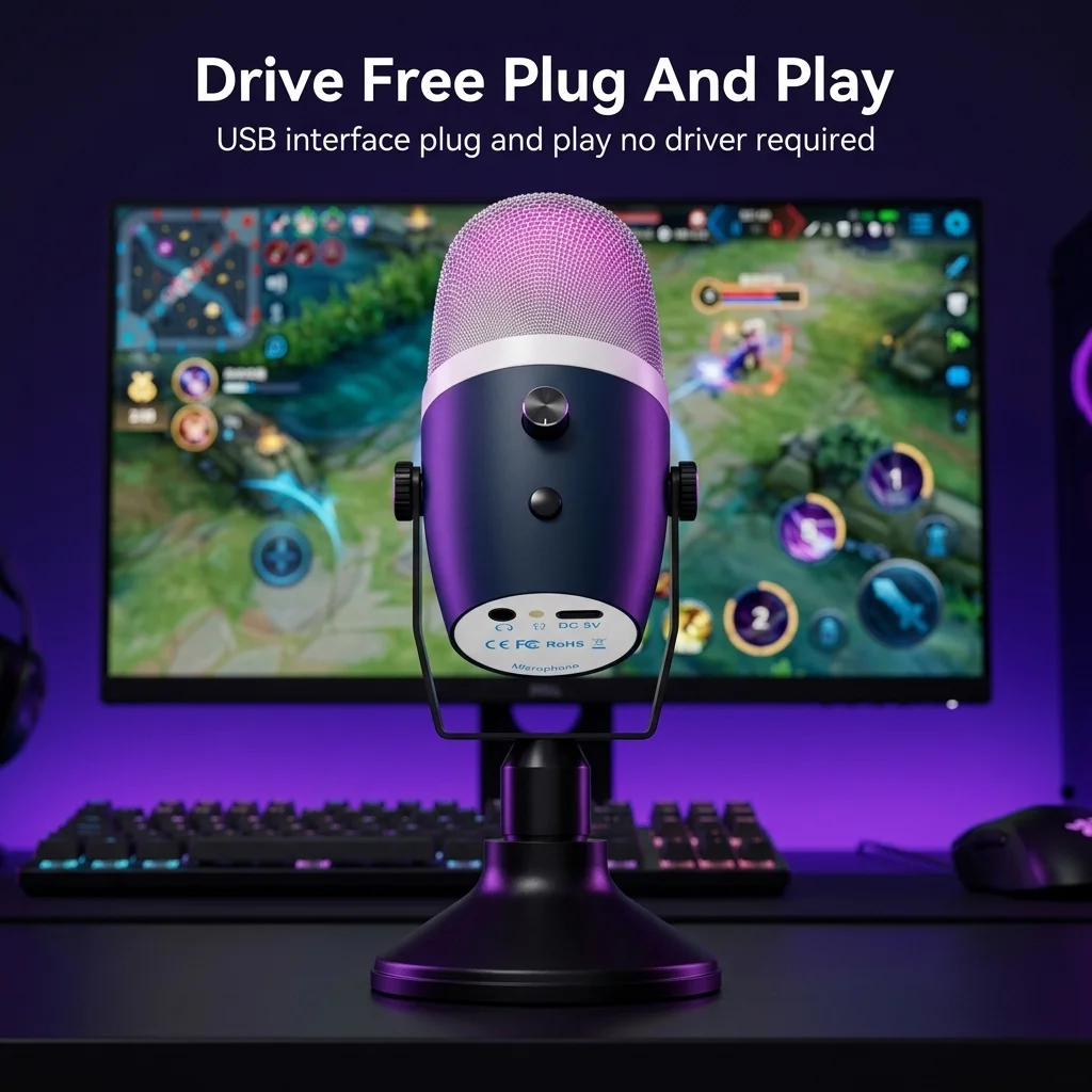 Rgb Usb-Kondensatormikrofon – Gaming-Streaming-Aufnahmemikrofon Für Pc, Podcasts &Amp; Sprachaufnahmen Rgb Usb-Kondensatormikrofon – Gaming-Streaming-Aufnahmemikrofon Für Pc, Podcasts &Amp; Sprachaufnahmen - Image 3