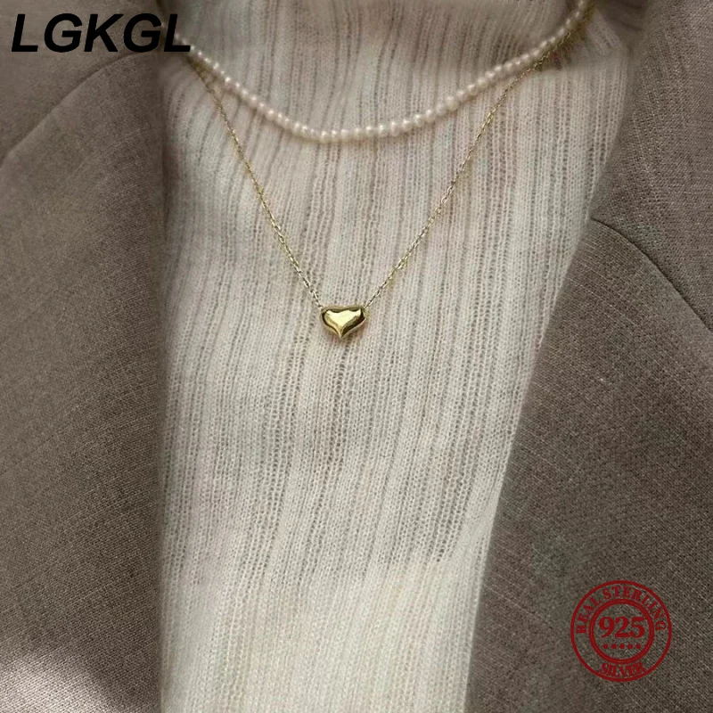 Lgkgl 925 Sterling Silber Glänzend Herz Anhänger Vergoldet 14 Karat Gold Halskette Frauen Mode Temperament Jahrestag Schmuck Lgkgl 925 Sterling Silber Glänzend Herz Anhänger Vergoldet 14 Karat Gold Halskette Frauen Mode Temperament Jahrestag Schmuck - Image 2