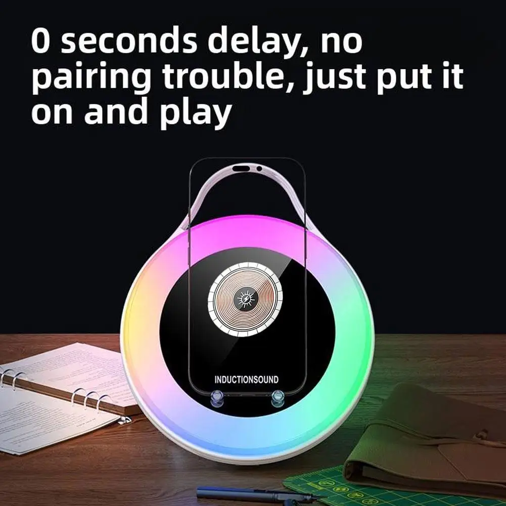 Multifunktionaler Bluetooth-Lautsprecher Mit Kabelloser Ladefunktion, Farbigem Ambientelicht, Freisprechfunktion &Amp; Telefonhalter Multifunktionaler Bluetooth-Lautsprecher Mit Kabelloser Ladefunktion, Farbigem Ambientelicht, Freisprechfunktion &Amp; Telefonhalter - Image 4