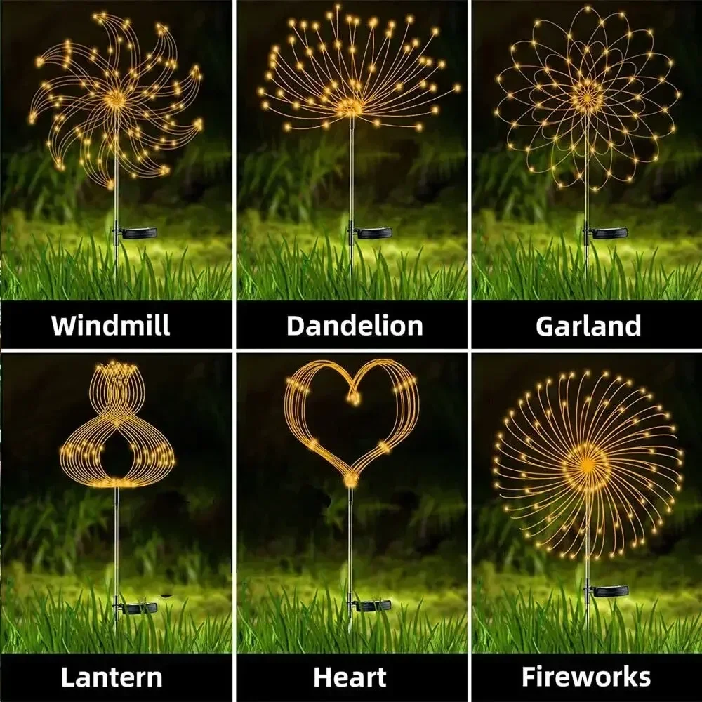 Outdoor Led Solar-Feuerwerkslichter Gartendekoration Lichterkette Wasserdichte Pusteblume Rasenlampe Für Garten Landschaft Rasendekoration Outdoor Led Solar-Feuerwerkslichter Gartendekoration Lichterkette Wasserdichte Pusteblume Rasenlampe Für Garten Landschaft Rasendekoration - Image 2