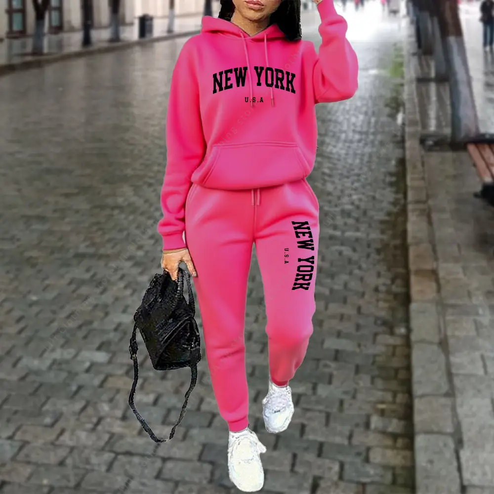 New York Frauen Trainingsanzug Herbst Winter Hoodies Hosen 2Pcs Anzug Sport Jogging Straße Hohe Qualität Kleidung Frauen Hosen Sets New York Frauen Trainingsanzug Herbst Winter Hoodies Hosen 2Pcs Anzug Sport Jogging Straße Hohe Qualität Kleidung Frauen Hosen Sets - Image 3