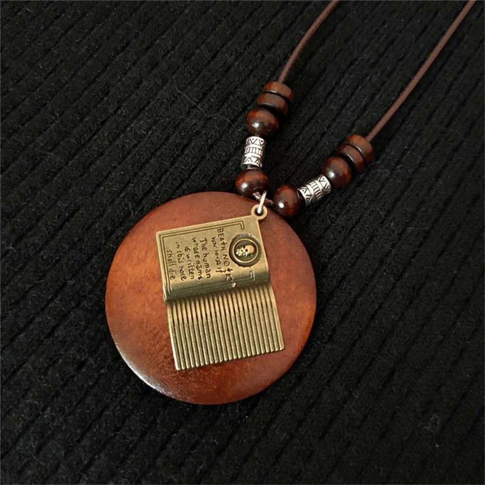 Vintage Folk Stil Holz Perlen Anhänger Halskette Für Frauen Choker Lange Wachs Gewinde Zink-Legierung Pullover Kleid Halskette Vintage Folk Stil Holz Perlen Anhänger Halskette Für Frauen Choker Lange Wachs Gewinde Zink-Legierung Pullover Kleid Halskette - Image 9