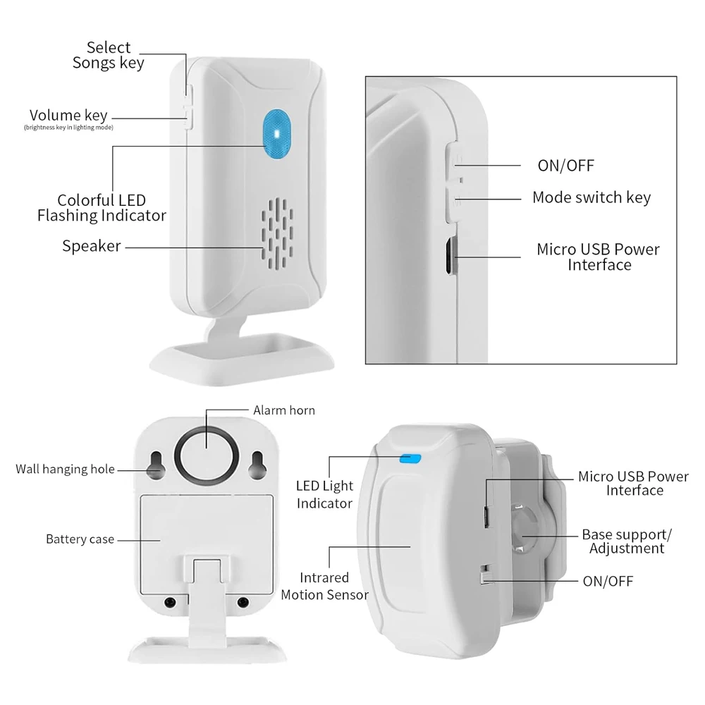 Kabellose Bewegungsmelder-Türklingel Mit Pir-Sensor – Besucheranzeige Mit Alarmton Für Zuhause, Geschäft, Shop &Amp; Eingangsbereich Kabellose Bewegungsmelder-Türklingel Mit Pir-Sensor – Besucheranzeige Mit Alarmton Für Zuhause, Geschäft, Shop &Amp; Eingangsbereich - Image 6