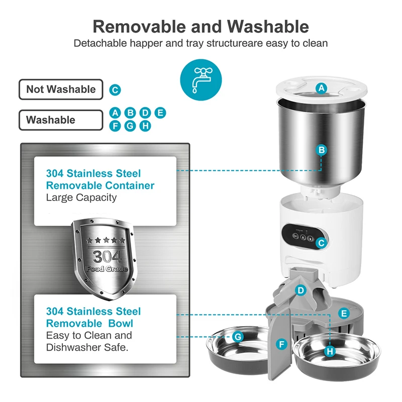 Cat Timing Feeder Smart App Cat Feeder Stainless Steel Double Meal Pet Food Remote Feeding Automatic Dispenser Suitable Cats Dog Cat Timing Feeder Smart App Cat Feeder Stainless Steel Double Meal Pet Food Remote Feeding Automatic Dispenser Suitable Cats Dog - Image 23