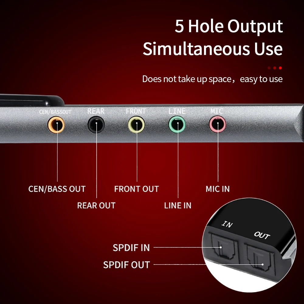 6-In-1 Externe Usb-Soundkarte Mit Optischem Anschluss – Multifunktions-Audio-Konverter Aus Aluminium Für Notebook &Amp; Pc 6-In-1 Externe Usb-Soundkarte Mit Optischem Anschluss – Multifunktions-Audio-Konverter Aus Aluminium Für Notebook &Amp; Pc - Image 3