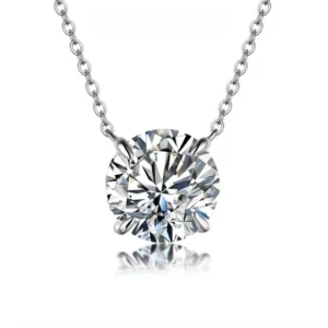 Moissanit Diamant 6,5 mm 1CT Halskette für Frau Anhänger 925 Silber Halskette für Frauen Ketten Party Braut edlen Schmuck