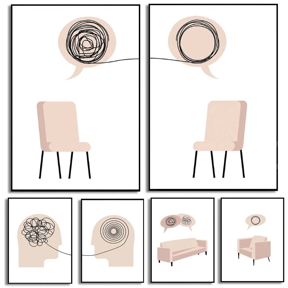 Therapie Poster Für Beratungsräume – Psychische Gesundheit Wandkunst Im Nordic-Stil Therapie Poster