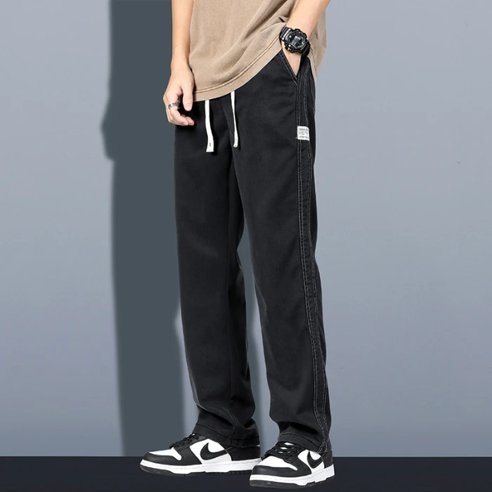 Summer Soft Lyocell Fabric Men'S Jeans Thin Loose Straight Pants Drawstring Elastic Waist Korea Casual Trousers Plus Size M-5Xl Summer Soft Lyocell Fabric Men'S Jeans Thin Loose Straight Pants Drawstring Elastic Waist Korea Casual Trousers Plus Size M-5Xl - Image 9