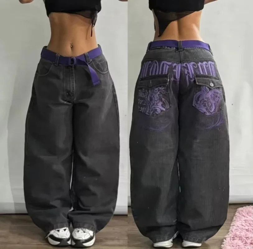 2025 Fashion New Oversized Pattern Printing Baggy Jeans Men Y2K Street Vintage Rock Casual Straight High Waist Wide Leg Trousers 2025 Fashion New Oversized Pattern Printing Baggy Jeans Men Y2K Street Vintage Rock Casual Straight High Waist Wide Leg Trousers - Image 9