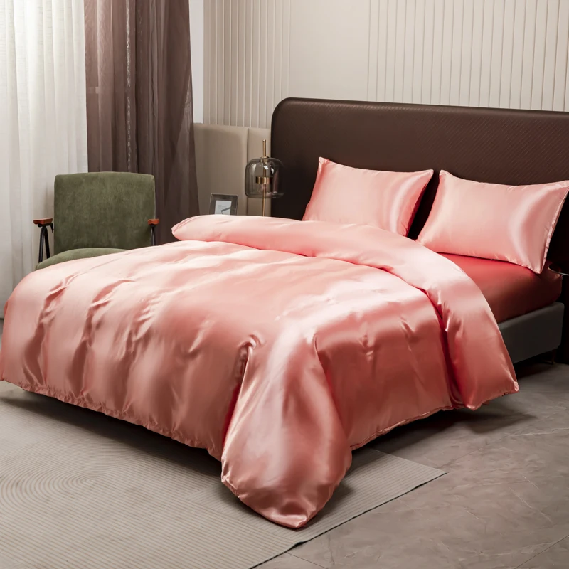 Black Luxury Ice Silk Bedding Set Satin Silky Duvet Cover Set With Pillowcase High-End Home Textiles Solid Color Bed Cover Sets Black Luxury Ice Silk Bedding Set Satin Silky Duvet Cover Set With Pillowcase High-End Home Textiles Solid Color Bed Cover Sets - Image 11
