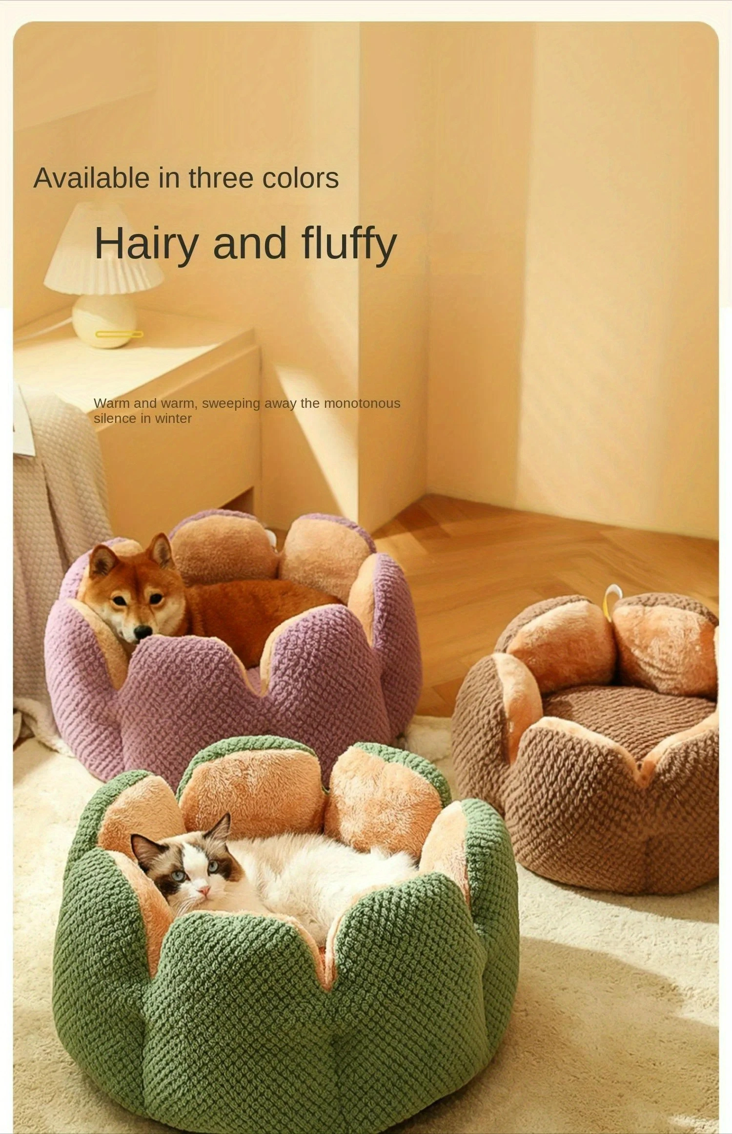 Petal Shaped Pet Bed, Plush Round Dog &Amp; Cat Cushion Mat With Knitted Texture, Ultra Soft Warm Nest For Kittens Puppies In Winter Petal Shaped Pet Bed, Plush Round Dog &Amp; Cat Cushion Mat With Knitted Texture, Ultra Soft Warm Nest For Kittens Puppies In Winter - Image 23