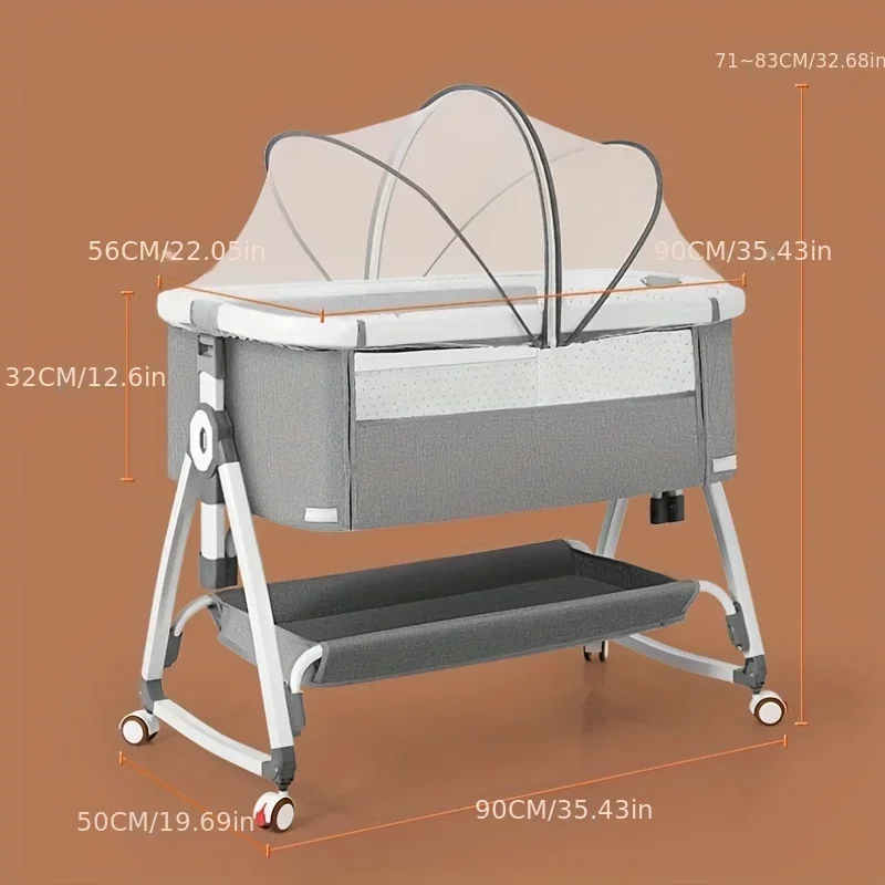 Babybett, Tragbares Spleißen, Wiegenbett, Faltbares Höhenverstellbares Spleißen Und Bewegliche Schaukel Am Bett, Wiegenbett Babybett, Tragbares Spleißen, Wiegenbett, Faltbares Höhenverstellbares Spleißen Und Bewegliche Schaukel Am Bett, Wiegenbett - Image 5
