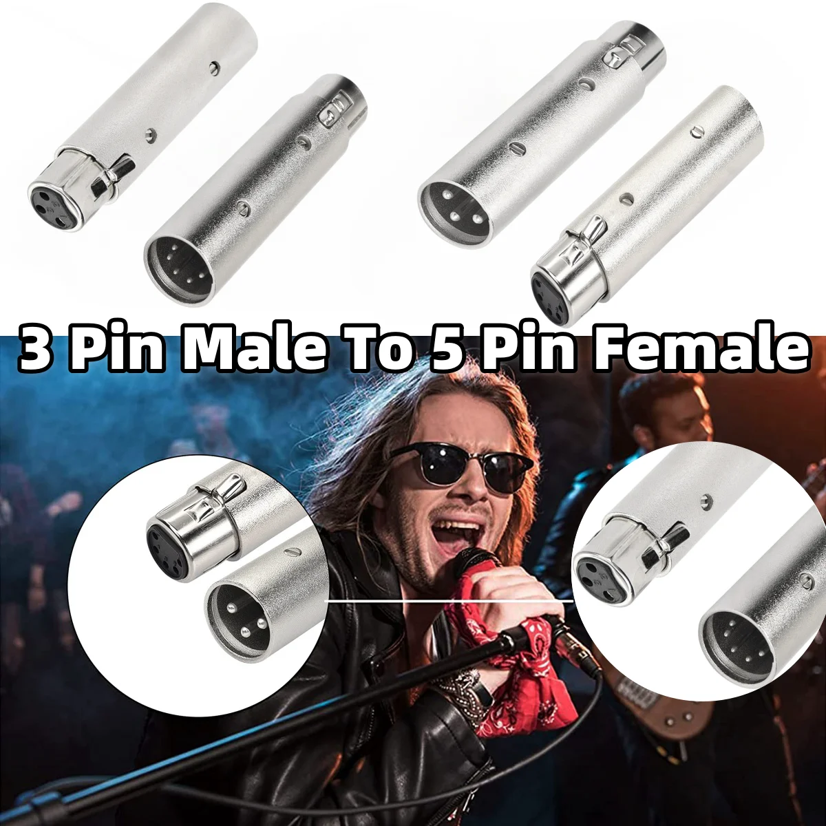 3-Poliger Xlr Auf 5-Poliger Dmx-Adapter – Metallgehäuse Für Bühnenlicht- Und Audioanschlüsse Dmx Xlr Adapter