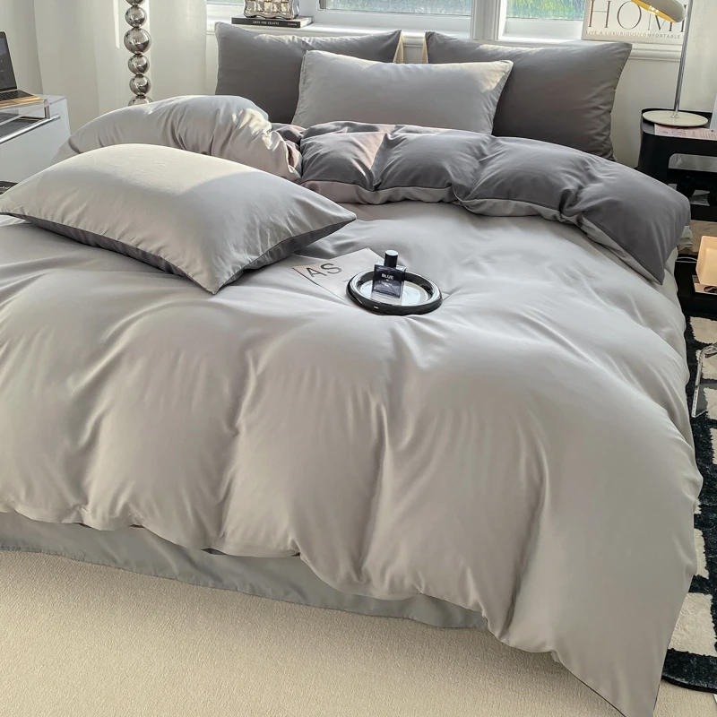 Ins Style Solid Color Duvet Cover Set Washed Cotton Bedclothes Comforter Cover Pillowcase Soft Bedding Sets Quilt Covers 220X240 Ins Style Solid Color Duvet Cover Set Washed Cotton Bedclothes Comforter Cover Pillowcase Soft Bedding Sets Quilt Covers 220X240