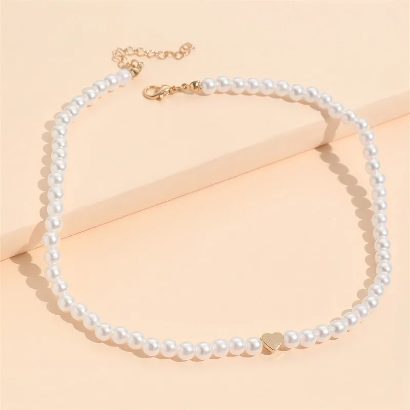 Modische Herzförmige Kunstperlen-Choker-Halskette Für Frauen Einfache Elegante Perlenkette Koreanischer Stil Party Hochzeit Schmuck Geschenke Modische Herzförmige Kunstperlen-Choker-Halskette Für Frauen Einfache Elegante Perlenkette Koreanischer Stil Party Hochzeit Schmuck Geschenke - Image 15