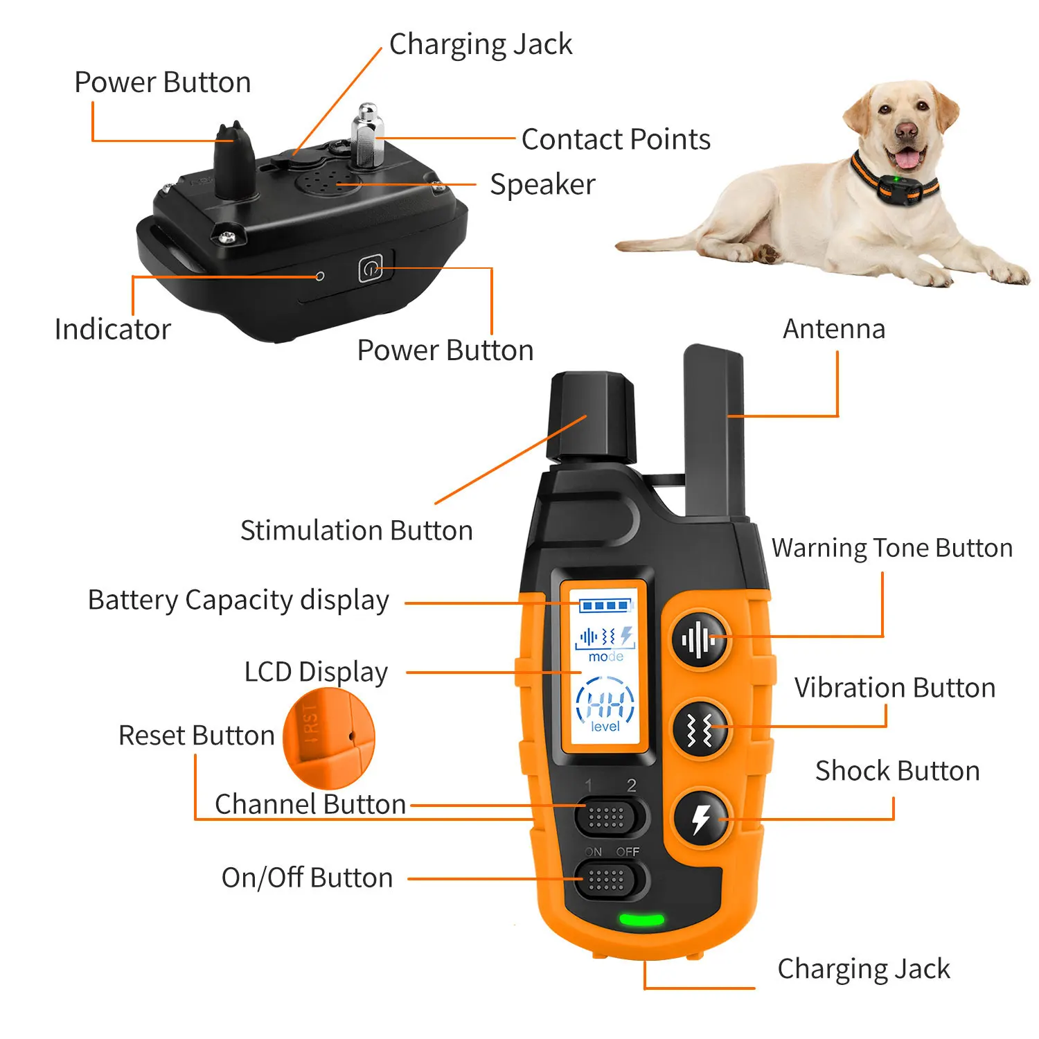 3300Ft Dog Training Collar With Remote Rechargeable Waterproof E Collar Beep Vibration Shock High Quality Pet Training 3300Ft Dog Training Collar With Remote Rechargeable Waterproof E Collar Beep Vibration Shock High Quality Pet Training - Image 2