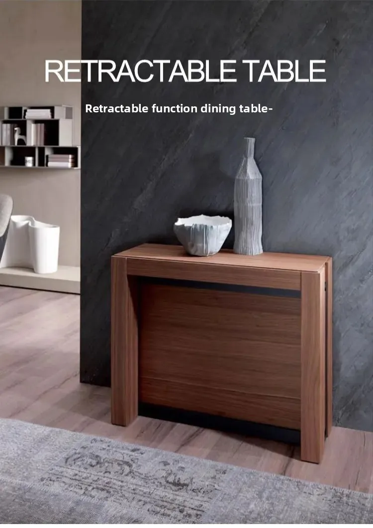 Solid Wood Folding Dining Table, Retractable, Nordic, Rectangular Foldable, Household, Apartment Invisible Dining Customizable Solid Wood Folding Dining Table, Retractable, Nordic, Rectangular Foldable, Household, Apartment Invisible Dining Customizable - Image 23