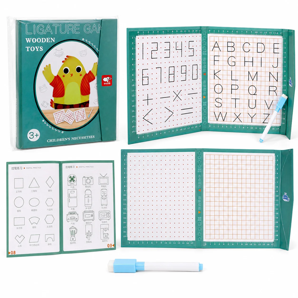 Kids Tracing Drawing Book Reusable Dry Erase Writing Practice Board Montessori Educational Toy With Marker Ages 3+ Kids Tracing Drawing Book Reusable Dry Erase Writing Practice Board Montessori Educational Toy With Marker Ages 3+