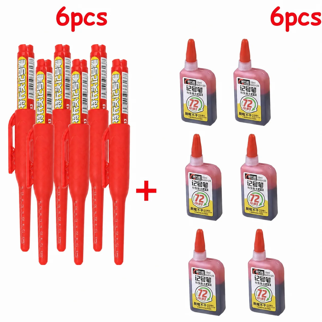 1–6 Stück, 45 Mm, Wasserdicht, Lange Kopfspitze, Tiefloch-Marker, Fliesen-Tischler-Stift, Mehrzweck Für Die Holzbearbeitung, Schwarze/Blaue/Rote Tinte 1–6 Stück, 45 Mm, Wasserdicht, Lange Kopfspitze, Tiefloch-Marker, Fliesen-Tischler-Stift, Mehrzweck Für Die Holzbearbeitung, Schwarze/Blaue/Rote Tinte - Image 8