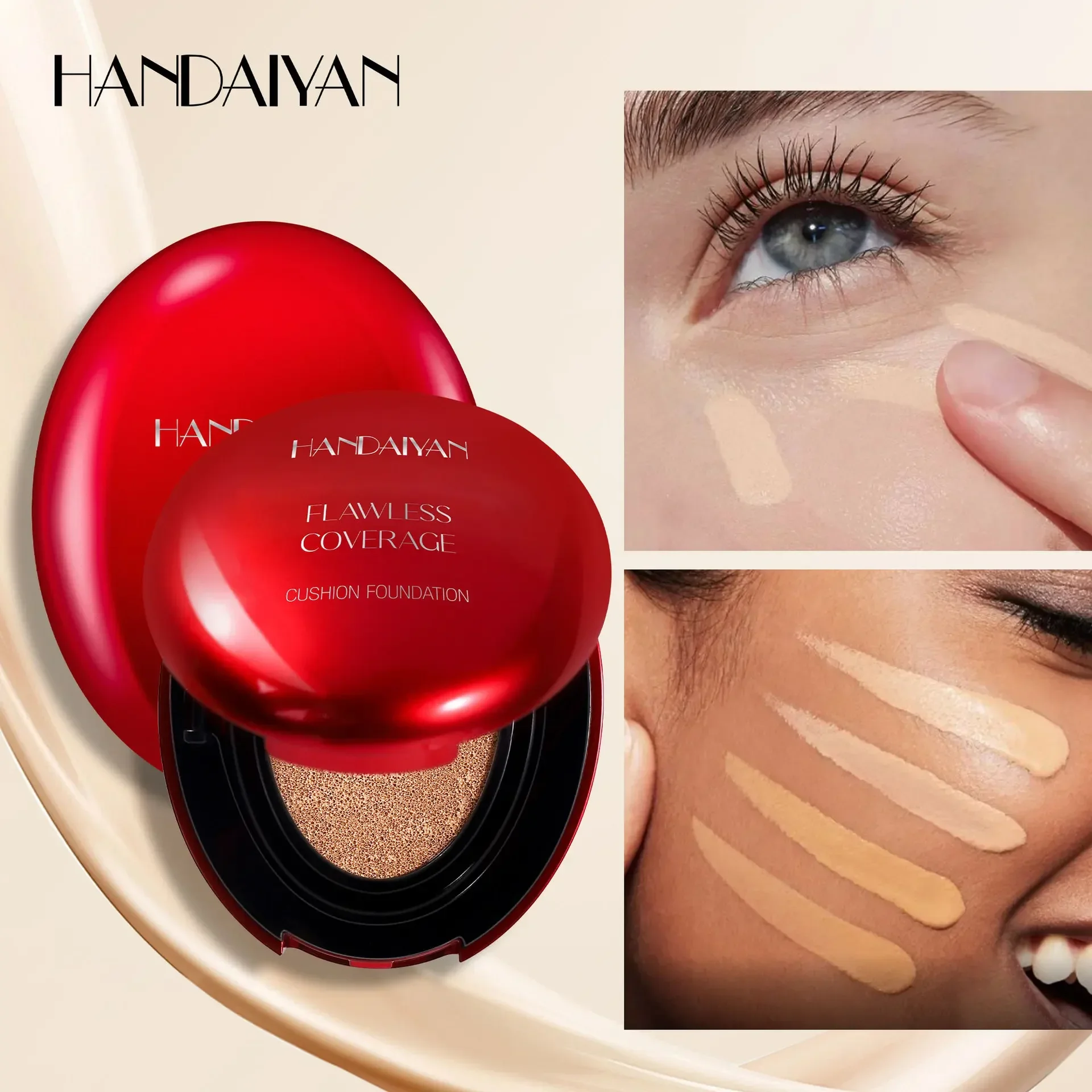 Korean Air Cushion Foundation – Leichter, Natürlicher, Feuchtigkeitsspendender Concealer, Aufhellende, Ölkontrollierende, Langanhaltende Make-Up-Basis Für Damen Korean Air Cushion Foundation – Leichter, Natürlicher, Feuchtigkeitsspendender Concealer, Aufhellende, Ölkontrollierende, Langanhaltende Make-Up-Basis Für Damen - Image 3