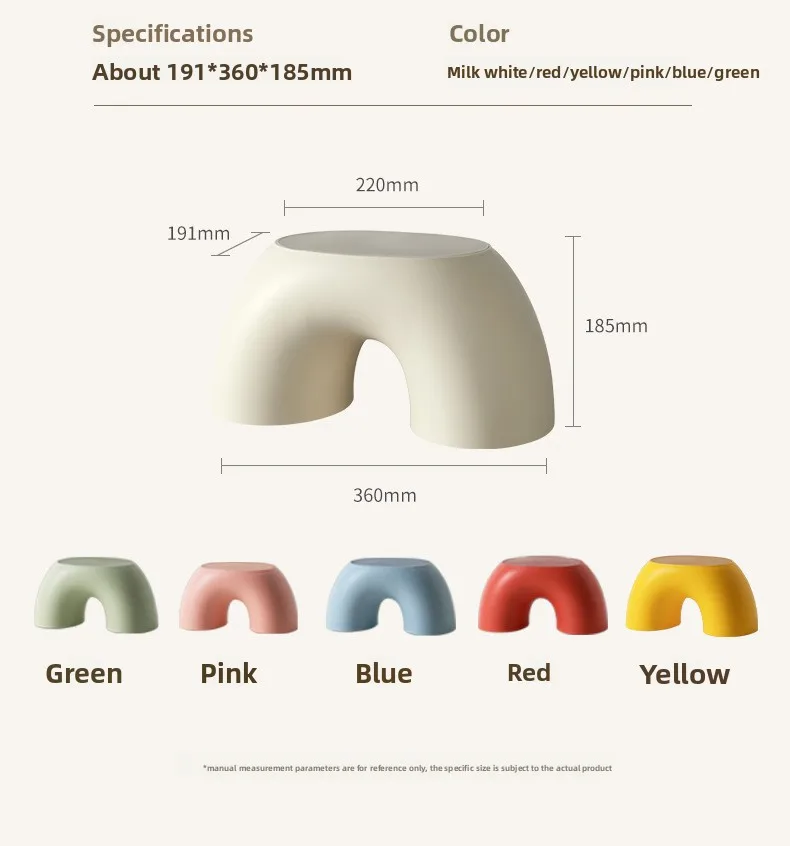 Nordic Rainbow Arch Stool For Kids &Amp; Adults, Cream White Minimalist Plastic Low Stool, Anti-Slip Step Stool For Bathroom, Shoe C Nordic Rainbow Arch Stool For Kids &Amp; Adults, Cream White Minimalist Plastic Low Stool, Anti-Slip Step Stool For Bathroom, Shoe C - Image 20