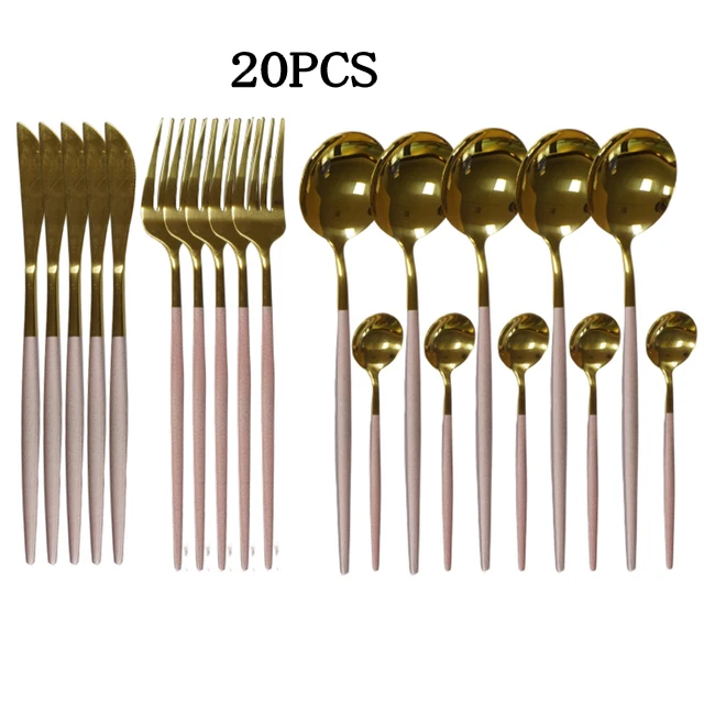 20 Stücke Gold Geschirr Set Edelstahl Besteck Set Spiegel Besteck Messer Gabel Löffel Geschirr Besteck Set Spülmaschine Sicher 20 Stücke Gold Geschirr Set Edelstahl Besteck Set Spiegel Besteck Messer Gabel Löffel Geschirr Besteck Set Spülmaschine Sicher - Image 3
