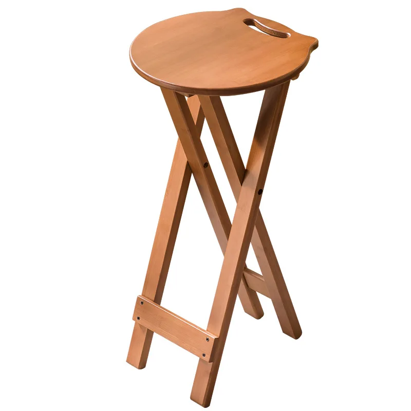 Retro Style Bamboo Folding Stool, Household Foldable Round Stool, Foldable High Stool, Bar Stool, Restaurant Dining Stool Retro Style Bamboo Folding Stool, Household Foldable Round Stool, Foldable High Stool, Bar Stool, Restaurant Dining Stool - Image 5