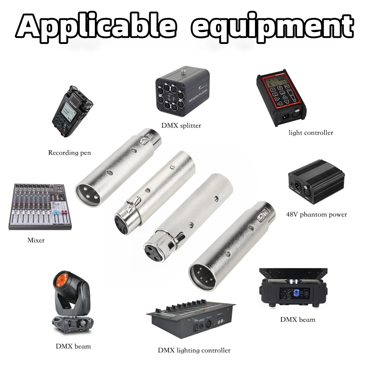 3-Poliger Xlr Auf 5-Poliger Dmx-Adapter – Metallgehäuse Für Bühnenlicht- Und Audioanschlüsse 3-Poliger Xlr Auf 5-Poliger Dmx-Adapter – Metallgehäuse Für Bühnenlicht- Und Audioanschlüsse - Image 3