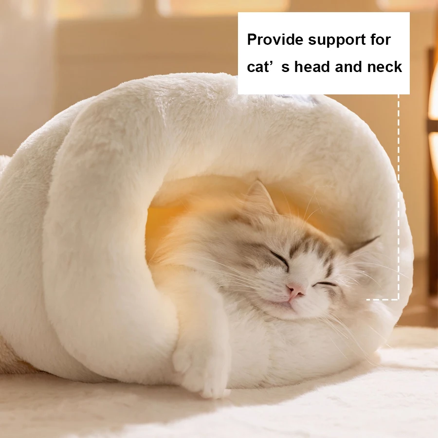 Winterschlafsack Für Katzen, Weicher Plüsch-Katzensack, 360° ° Wickel-Katzenhöhlenbett, Ungeladenes, Waschbares Nestbett Für Katzen Und Kleine Hunde Im Innenbereich Winterschlafsack Für Katzen, Weicher Plüsch-Katzensack, 360° ° Wickel-Katzenhöhlenbett, Ungeladenes, Waschbares Nestbett Für Katzen Und Kleine Hunde Im Innenbereich - Image 3