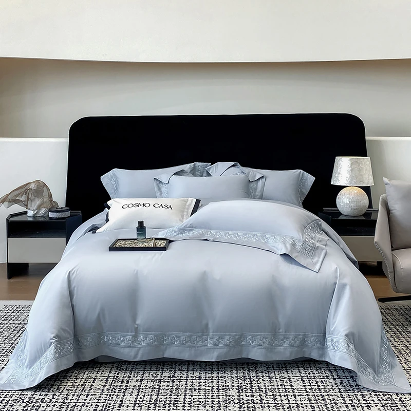 600Tc Egyptian Cotton White Luxury Embroidery Hotel Style Bedding Set Duvet Cover Set Flat/Fitted Bed Sheet Pillowcases 4Pcs 600Tc Egyptian Cotton White Luxury Embroidery Hotel Style Bedding Set Duvet Cover Set Flat/Fitted Bed Sheet Pillowcases 4Pcs - Image 15