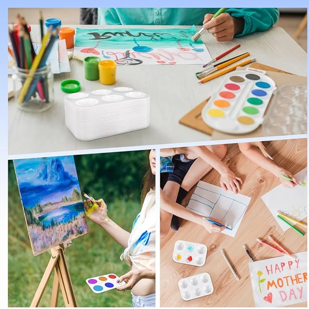 1–100 Stück Farbpalette Kunststoff Weiß – Runde Wiederverwendbare Farbschalen Für Schule, Diy Und Kunst 1–100 Stück Farbpalette Kunststoff Weiß – Runde Wiederverwendbare Farbschalen Für Schule, Diy Und Kunst - Image 5