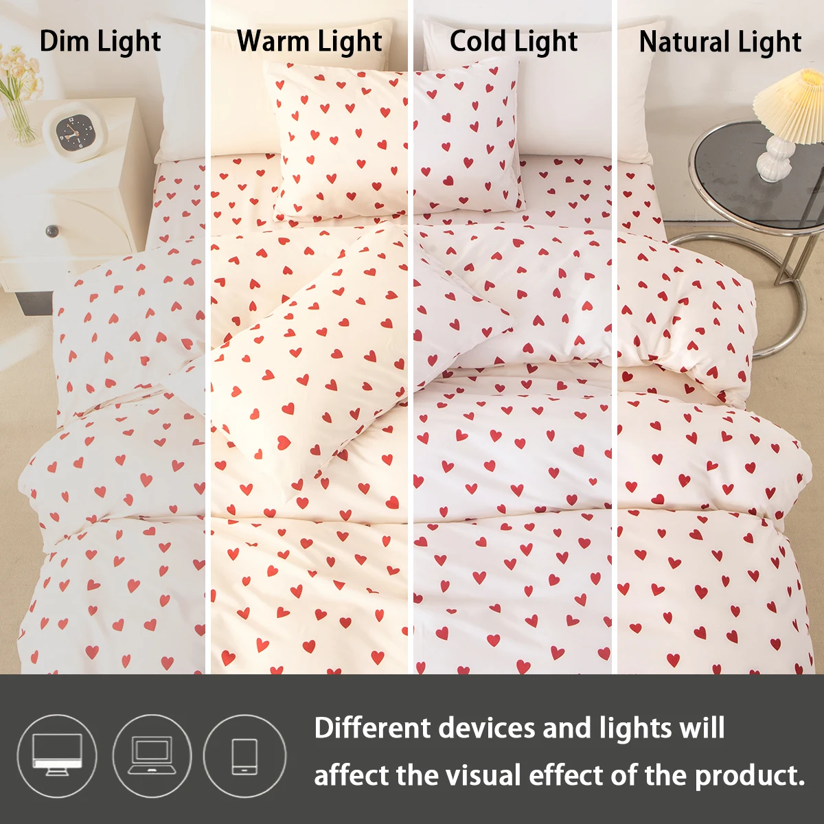 3Pcs/Set Small Red Heart Printed Duvet Cover Set(1 Duvet Cover &Amp; 2 Pillowcase)Soft And Skin-Friendly Duvet Cover Bedding Set For 3Pcs/Set Small Red Heart Printed Duvet Cover Set(1 Duvet Cover &Amp; 2 Pillowcase)Soft And Skin-Friendly Duvet Cover Bedding Set For - Image 5