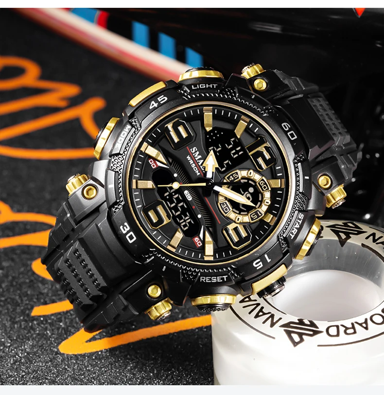 Quarzuhr Für Männer Smael Uhr Wasserdichte Stoppuhr Led-Uhren Männliche Uhr 1921 Sport Uhren Männer Relogio Masculino Digital Quarzuhr Für Männer Smael Uhr Wasserdichte Stoppuhr Led-Uhren Männliche Uhr 1921 Sport Uhren Männer Relogio Masculino Digital - Image 6