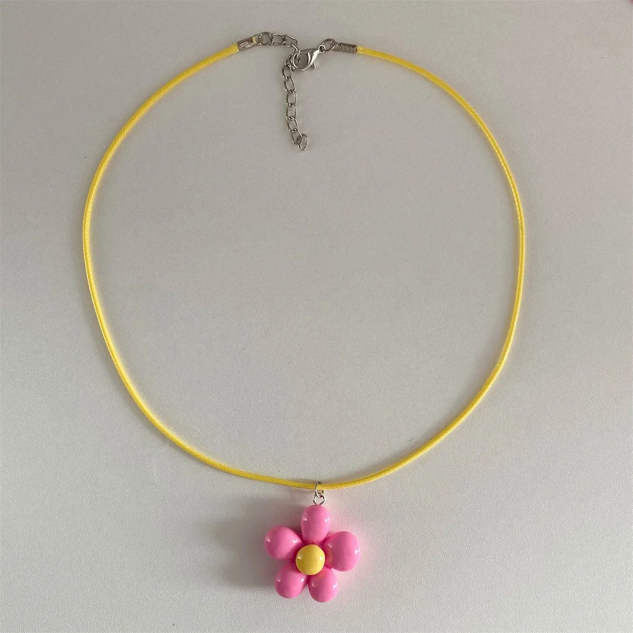 Lats Süße Bunte Blumen-Anhänger-Halskette Für Frauen Und Mädchen, Blumen-Design, Seilkette, Halsreifen, Modeschmuck, Geschenk Lats Süße Bunte Blumen-Anhänger-Halskette Für Frauen Und Mädchen, Blumen-Design, Seilkette, Halsreifen, Modeschmuck, Geschenk - Image 7