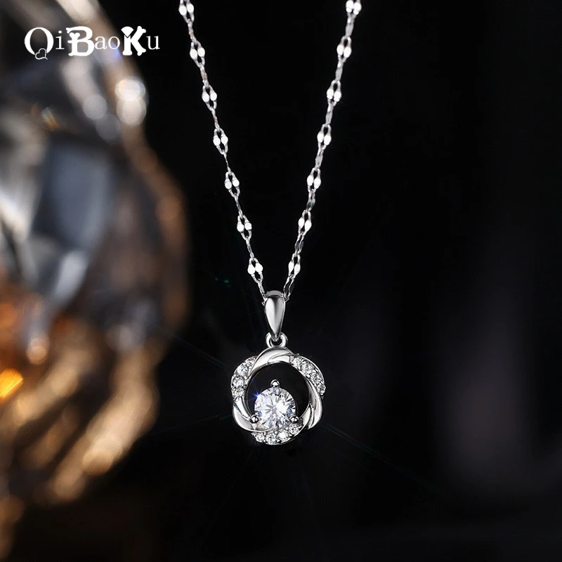 Neue Silber Halskette Für Frauen Licht Luxus High-End Runde Blume Anhänger Schlüsselbein Kette Geschenk Für Freundin Hochzeit Schmuck Neue Silber Halskette Für Frauen Licht Luxus High-End Runde Blume Anhänger Schlüsselbein Kette Geschenk Für Freundin Hochzeit Schmuck