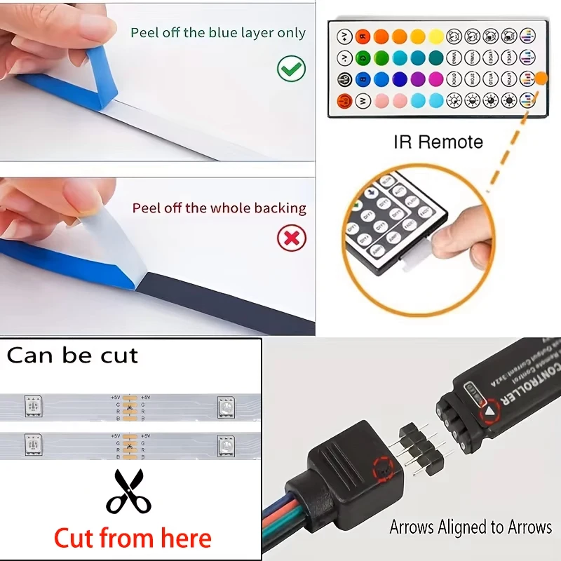 1–40 M Rgb Led Streifen 5V Usb – Musik-Synchronisation Mit Fernbedienung Für Zimmer, Tv Und Party 1–40 M Rgb Led Streifen 5V Usb – Musik-Synchronisation Mit Fernbedienung Für Zimmer, Tv Und Party - Image 5