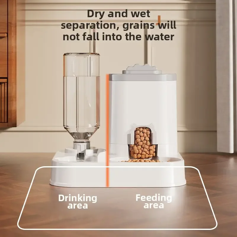 Automatischer Wasserspender Für Katzen Und Hunde Mit Integriertem Futterbecken, Keine Batterien Erforderlich, Automatischer Futterspender Für Haustiere, Einteiliges Design Automatischer Wasserspender Für Katzen Und Hunde Mit Integriertem Futterbecken, Keine Batterien Erforderlich, Automatischer Futterspender Für Haustiere, Einteiliges Design - Image 2