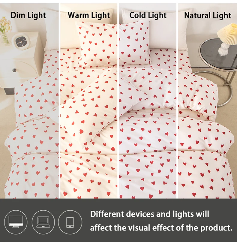 3Pcs/Set Small Red Heart Printed Duvet Cover Set(1 Duvet Cover &Amp; 2 Pillowcase)Soft And Skin-Friendly Duvet Cover Bedding Set For 3Pcs/Set Small Red Heart Printed Duvet Cover Set(1 Duvet Cover &Amp; 2 Pillowcase)Soft And Skin-Friendly Duvet Cover Bedding Set For - Image 14