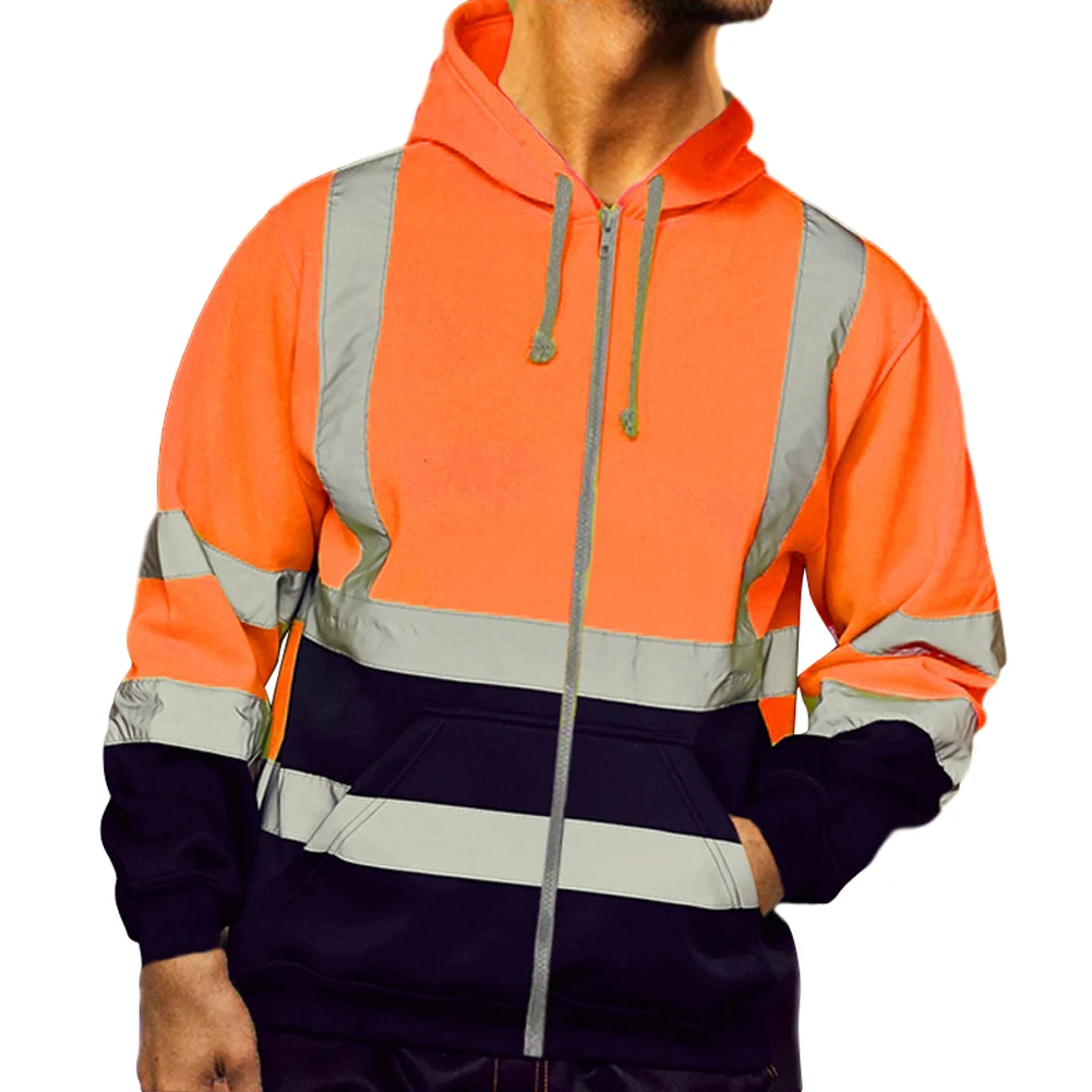 Herren-Oberteile Mit Kapuze Und Reißverschluss, Modisches, Gut Sichtbares, Reflektierendes Sweatshirt Für Herren, Bomberjacke, Seitentaschen, Atmungsaktive Mantel-Oberteile Herren-Oberteile Mit Kapuze Und Reißverschluss, Modisches, Gut Sichtbares, Reflektierendes Sweatshirt Für Herren, Bomberjacke, Seitentaschen, Atmungsaktive Mantel-Oberteile - Image 2