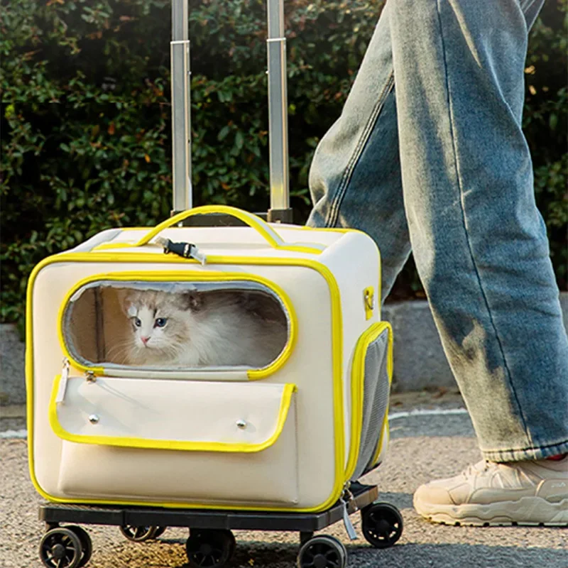 Cat Carrier Bag Pet Trolley Case Small Dog Luggage Bags Portable Cat Backpack Pushable Shoulder/Portable/Diagonal Bag Detachable Cat Carrier Bag Pet Trolley Case Small Dog Luggage Bags Portable Cat Backpack Pushable Shoulder/Portable/Diagonal Bag Detachable - Image 5
