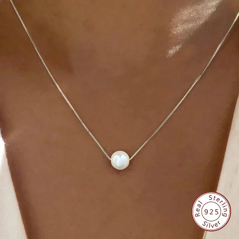 925 Sterling Silber Mode Luxus Weiß 6 Mm 8 Mm 10 Mm Perlmutt Anhänger Halskette Für Frauen Hochzeit Schmuck Zubehör 925 Sterling Silber Mode Luxus Weiß 6 Mm 8 Mm 10 Mm Perlmutt Anhänger Halskette Für Frauen Hochzeit Schmuck Zubehör - Image 9