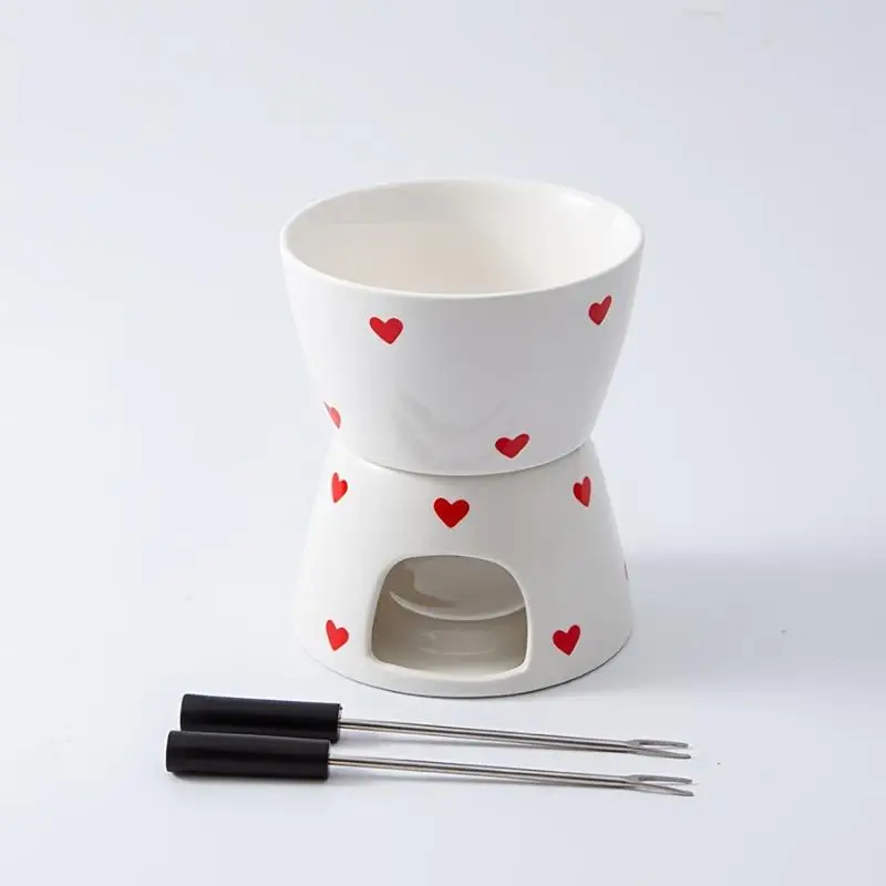 Mini-Fondue-Becher Zum Schmelzen Von Schokolade, Keramik-Käse-Fondue-Becher-Set, Weihnachtsdekoration Für Festliche Abendessen, Valentinstag Mini-Fondue-Becher Zum Schmelzen Von Schokolade, Keramik-Käse-Fondue-Becher-Set, Weihnachtsdekoration Für Festliche Abendessen, Valentinstag - Image 3