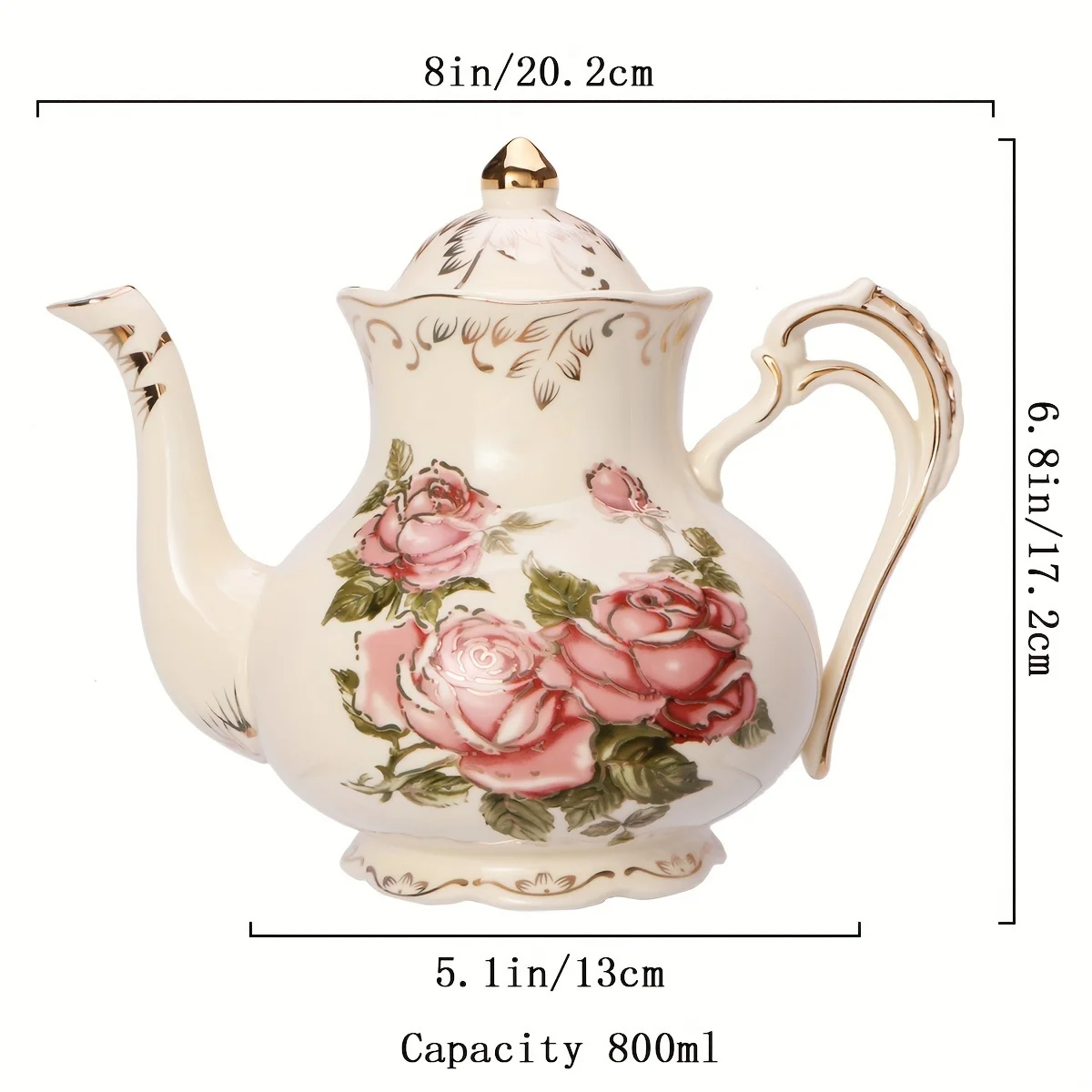 Set Mit Blühenden Sträuchern, Teetassen Und Untertassen, Teeset, Teetassen-Set Aus Elfenbeinfarbenem Keramik Mit Blumenmuster Und Goldenem Gestell, Kaffeetassen-Set Set Mit Blühenden Sträuchern, Teetassen Und Untertassen, Teeset, Teetassen-Set Aus Elfenbeinfarbenem Keramik Mit Blumenmuster Und Goldenem Gestell, Kaffeetassen-Set - Image 4