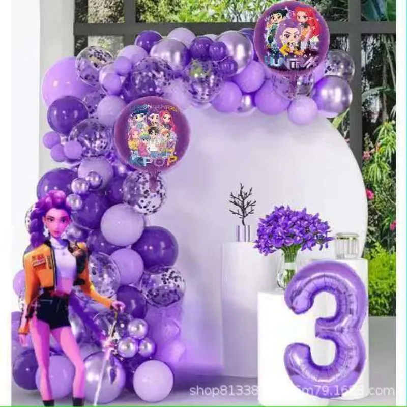K-Pop Geburtstagsparty-Dekorationen, Lila-Rosa Ballongirlanden-Set Mit Folienballons &Amp; Happy Birthday Hintergrund Für Partys K-Pop Geburtstagsparty-Dekorationen, Lila-Rosa Ballongirlanden-Set Mit Folienballons &Amp; Happy Birthday Hintergrund Für Partys - Image 6