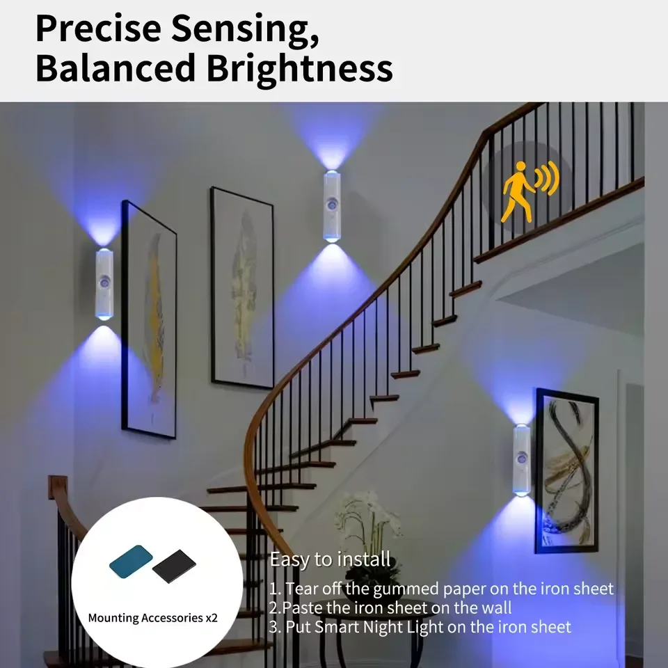 Led-Nachtlicht Mit Bewegungssensor, Rgb-Farbverlauf, Umgebungslicht, Dimmbar, Magnetische Treppenlampe Für Eingangsbereich, Nachttisch, Schreibtisch, Kleiderschrank Led-Nachtlicht Mit Bewegungssensor, Rgb-Farbverlauf, Umgebungslicht, Dimmbar, Magnetische Treppenlampe Für Eingangsbereich, Nachttisch, Schreibtisch, Kleiderschrank - Image 5