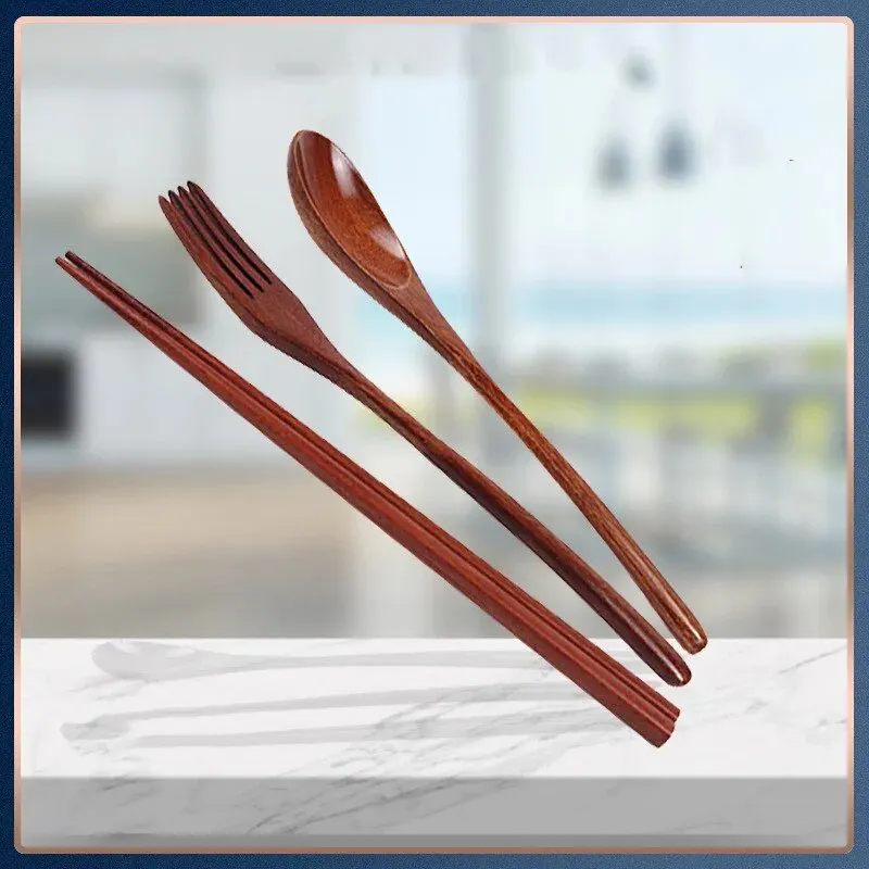 1Pc Wooden Chopsticks Fork Spoon Three-Piece Set Twine Japanese-Style Tableware Kitchen Home Chopsticks Fork Spoon Cutlery Set 1Pc Wooden Chopsticks Fork Spoon Three-Piece Set Twine Japanese-Style Tableware Kitchen Home Chopsticks Fork Spoon Cutlery Set - Image 2