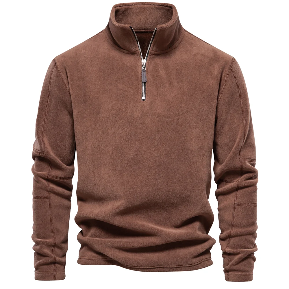 Aiopeson Brand Quality Thicken Warm Fleece Jacket For Men Zipper Neck Pullover Men'S Sweatshirt Soft Shell Mens Jacket Aiopeson Brand Quality Thicken Warm Fleece Jacket For Men Zipper Neck Pullover Men'S Sweatshirt Soft Shell Mens Jacket - Image 2