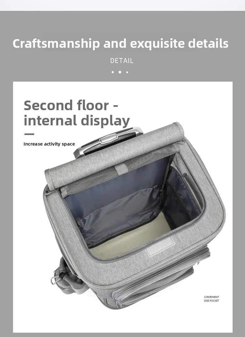 2-In-1 Rolling Pet Carrier Double Compartment Foldable Cat Stroller Large Breathable Travel Carrier For 2 Cats, Airline Approved 2-In-1 Rolling Pet Carrier Double Compartment Foldable Cat Stroller Large Breathable Travel Carrier For 2 Cats, Airline Approved - Image 19