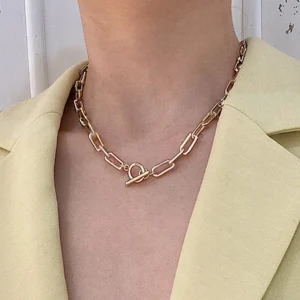 Punk Frauen Halskette Gold Farbe Kpop am Hals Anhänger und Halskette Perlen Perlen Halsreif Schmuck Kragen Geschenke Großhandel