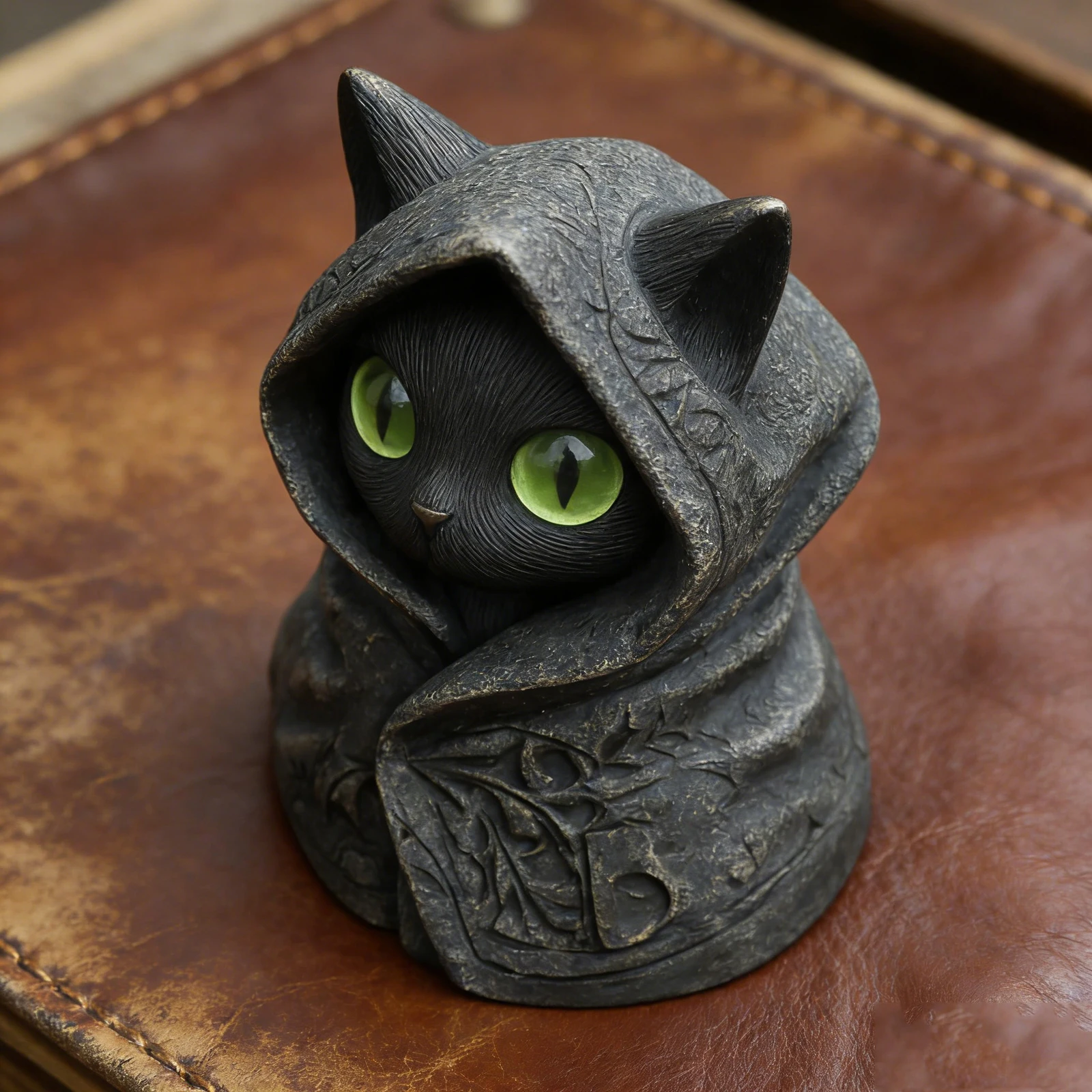 Cat Statue Home Decor Hooded Cat Figurine Tabletop Decoration Mystical Ornament Desk Accent Dark Cat Sculpture Resin Craft Cat Statue Home Decor Hooded Cat Figurine Tabletop Decoration Mystical Ornament Desk Accent Dark Cat Sculpture Resin Craft